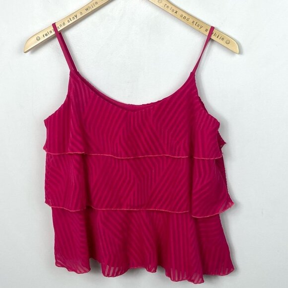Anthropologie Amadi Tiered Ruffle Pink Cami Tank Size XS Layer Top Bohemian Boho - Picture 7 of 8